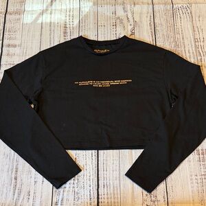 Alphalete Black Crop Top with Gold Text NWOT